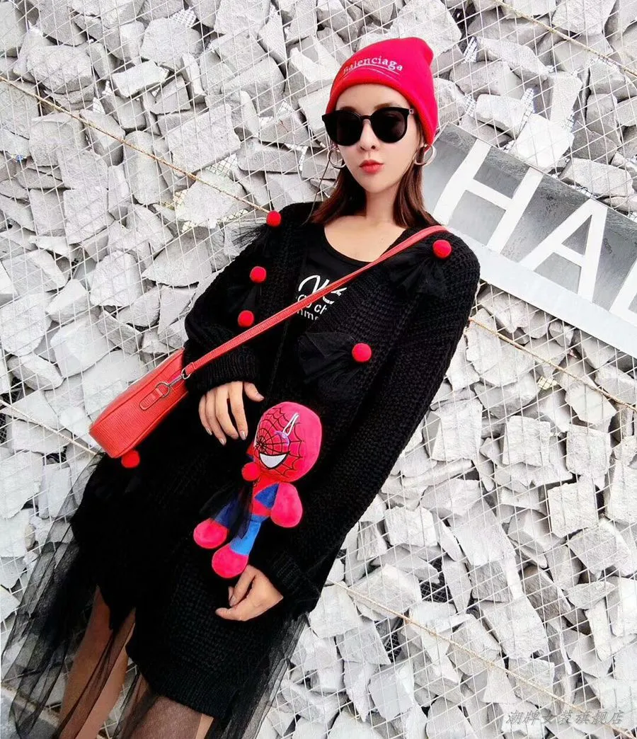 

Autumn Winter Fashion Mesh Spliced Sweater High Street Long Sleeve Cardigan Women Casual Knitted Wear Outfit