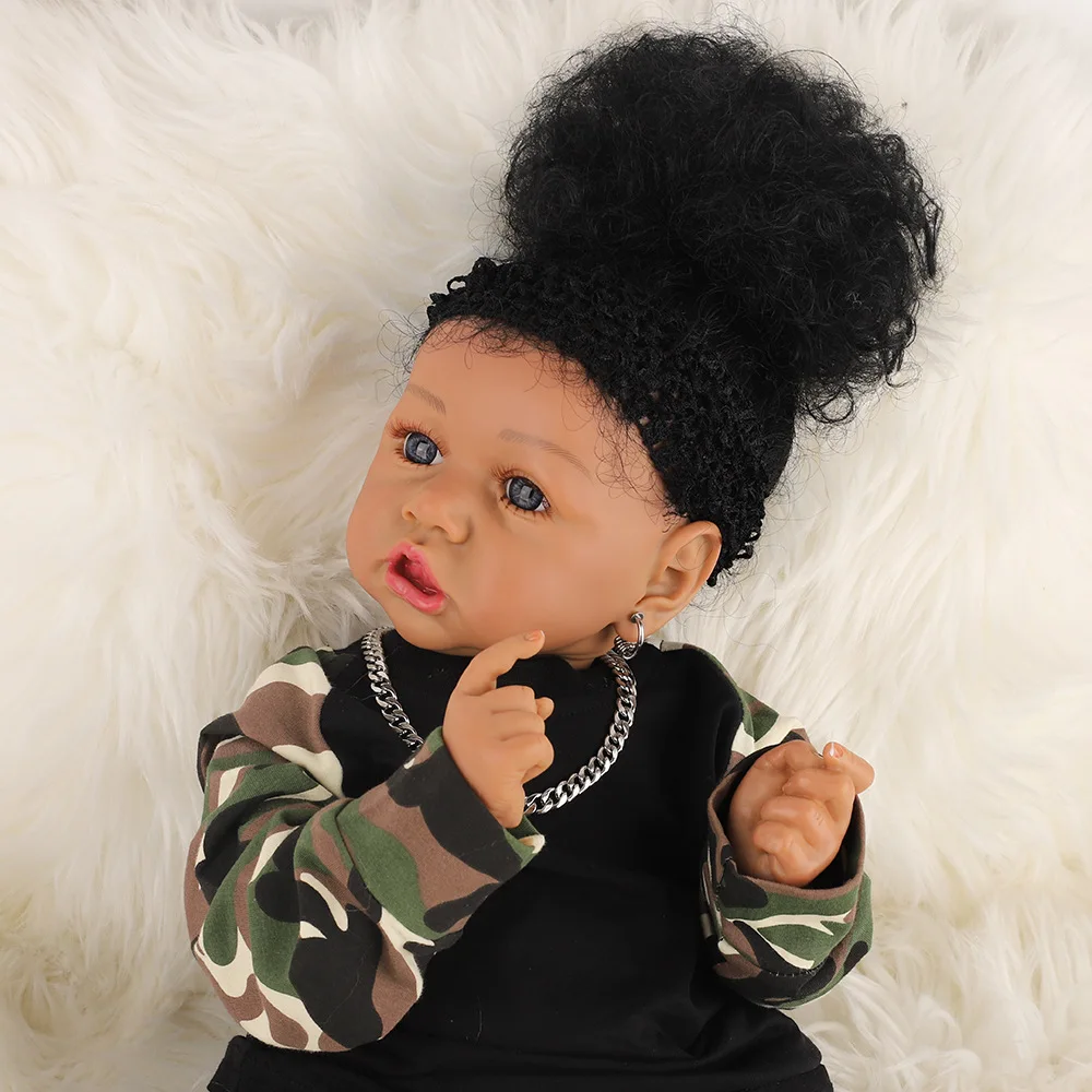 22inch Hip Hop Rock Baby Girl Black African American Saskia Reborn Toddler Doll Full Vinyl Body Bebe Menina Kids Playmate Gifts Reborn Dolls Aliexpress