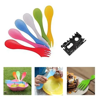 

6pcs Spoon Fork Knife Outdoor Camping Hiking Picnic Utensils Combo Travel Gadget Cutlery 2020