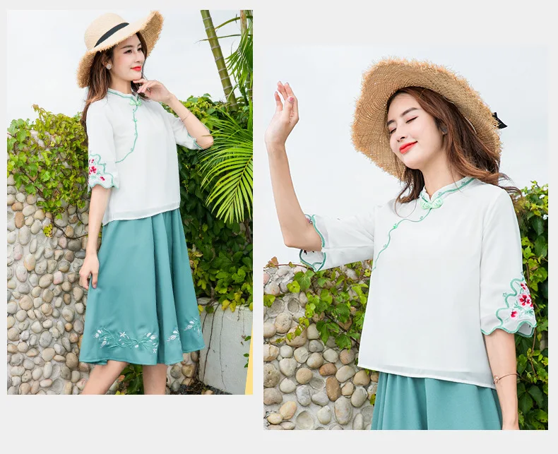 Hanfu/платья для мамы и дочки; Милая футболка с цветочным принтом и юбка; платье для мамы и ребенка на свадьбу; одинаковые комплекты для семьи; Детские костюмы для женщин