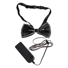 Luz azul piscando gravata borboleta led brilhante gravata luminosa gravata gravata desempenho festa vestir se suprimentos sem bateria