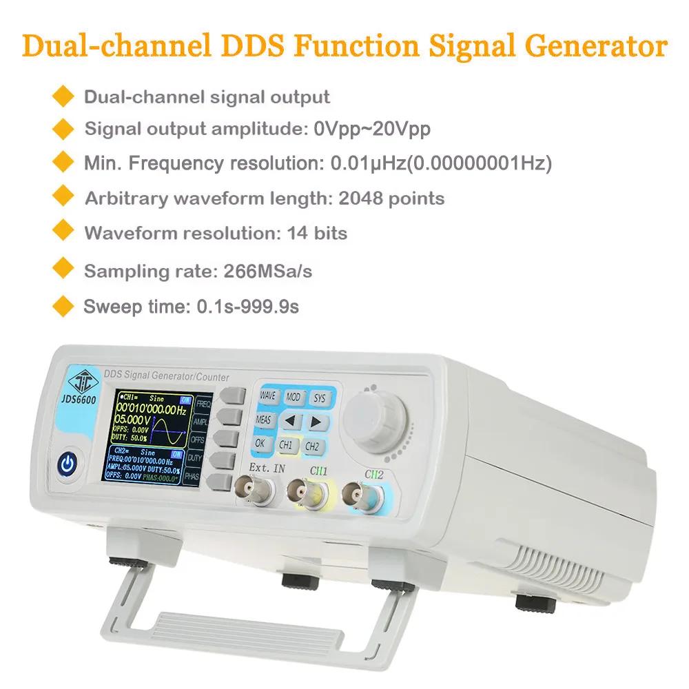 

Function Signal Generator Digital Synthesizer Dual-channel DDS Arbitrary Waveform Pulse Signal Generator 60MHZ Precision Meter