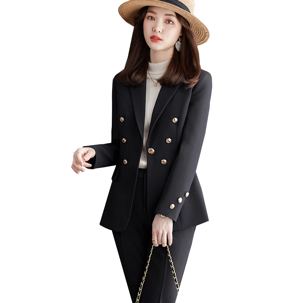 

Women Pink Green Black Slim Formal Pant Suit 2 Piece Set Blazer For Office Ladies Female Business Work Jacket And Trouser