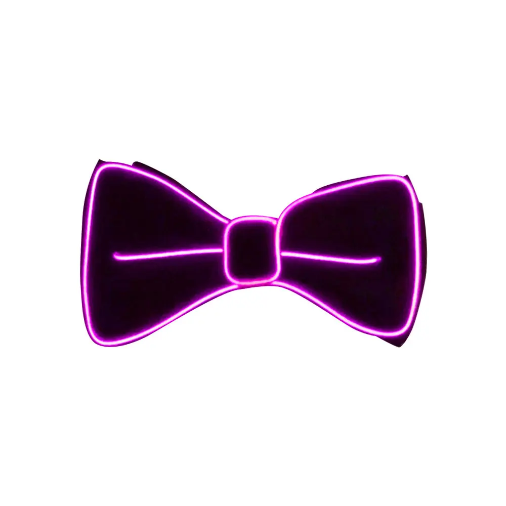 Purple Polyester Silk Necktie Luminous Christmas Gift Accessories Bow Bow Tie Flashing LED Dance Jewelry Bowtie Evening Show Men Party - Цвет: Purple