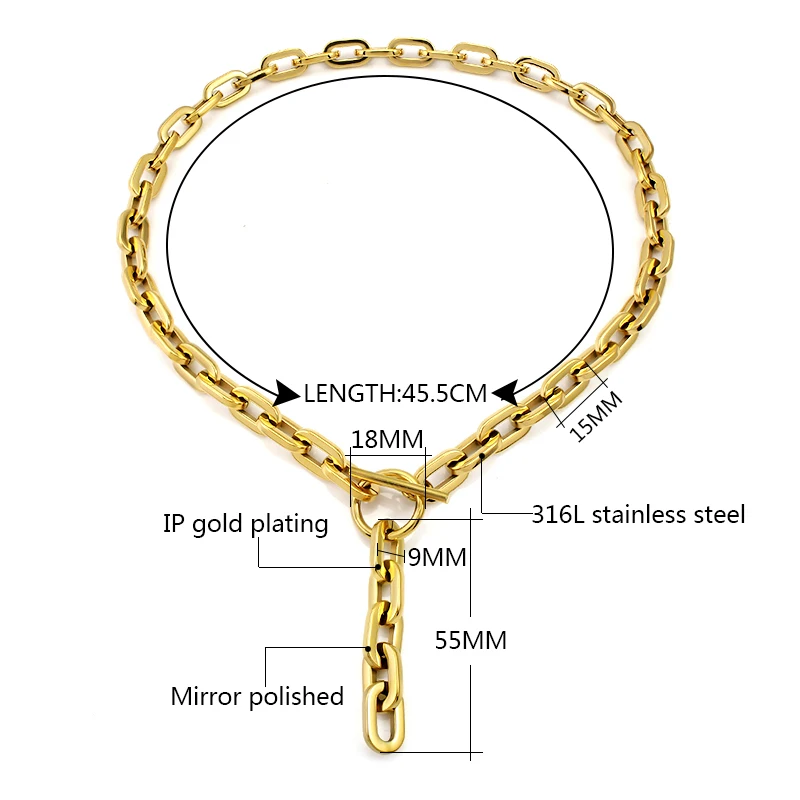 Simple Trendy T Toggle Clasp Chain Necklace for Women