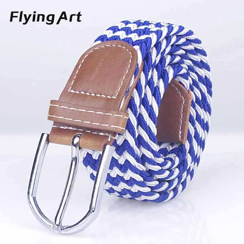 Flying Art Men's Woven Elastic Belt High Quality Woven Woven Elastic Elastic Belt Reversible Pin Buckle Ladies Fashion Belt