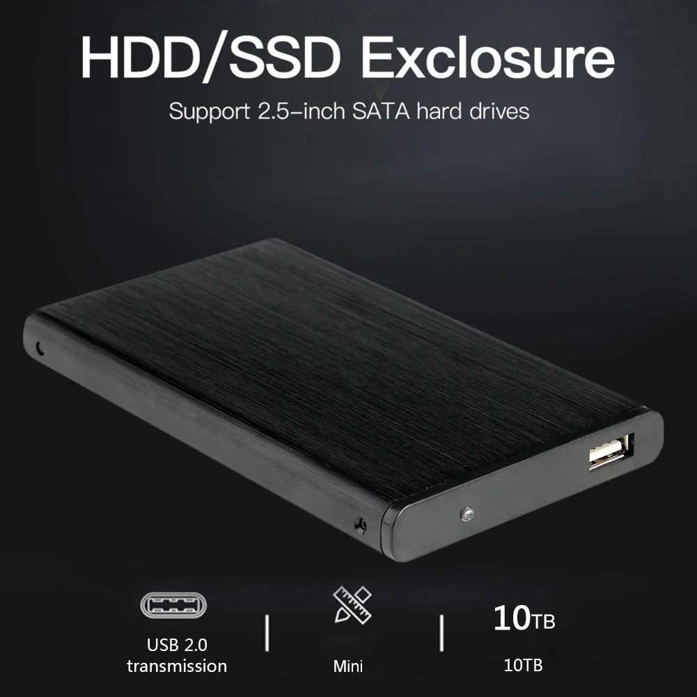 480Mbps USB 2.0 10TB 2.5 inch HDD SSD External Hard Drive Enclosure