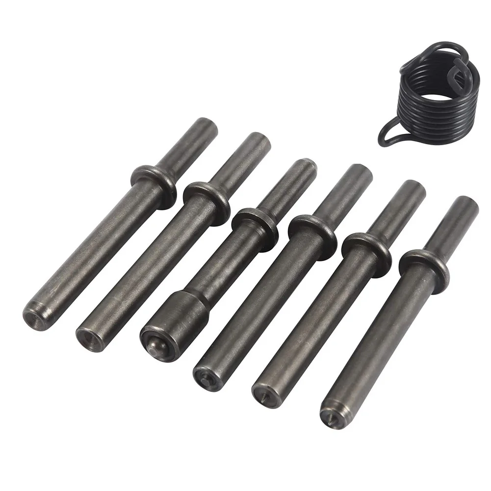 7Pcs Rustproof Practical Smoothing Chisel Air Rivet Tool Kit Bits With Spring Pneumatic Power Steel Replacement Accessories