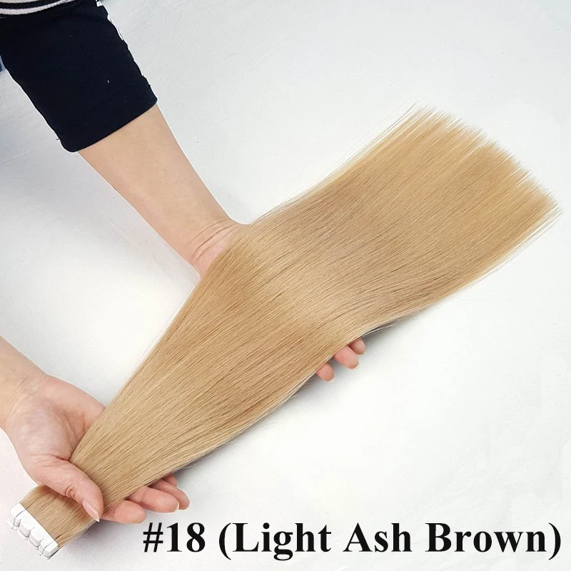 Color 18 ShowCoco ленты в Пряди человеческих волос для наращивания дважды обращается Салон Качество Девы выравнивание кутикулы двусторонняя клейкая Синий PU касета ons - Цвет: Color 18