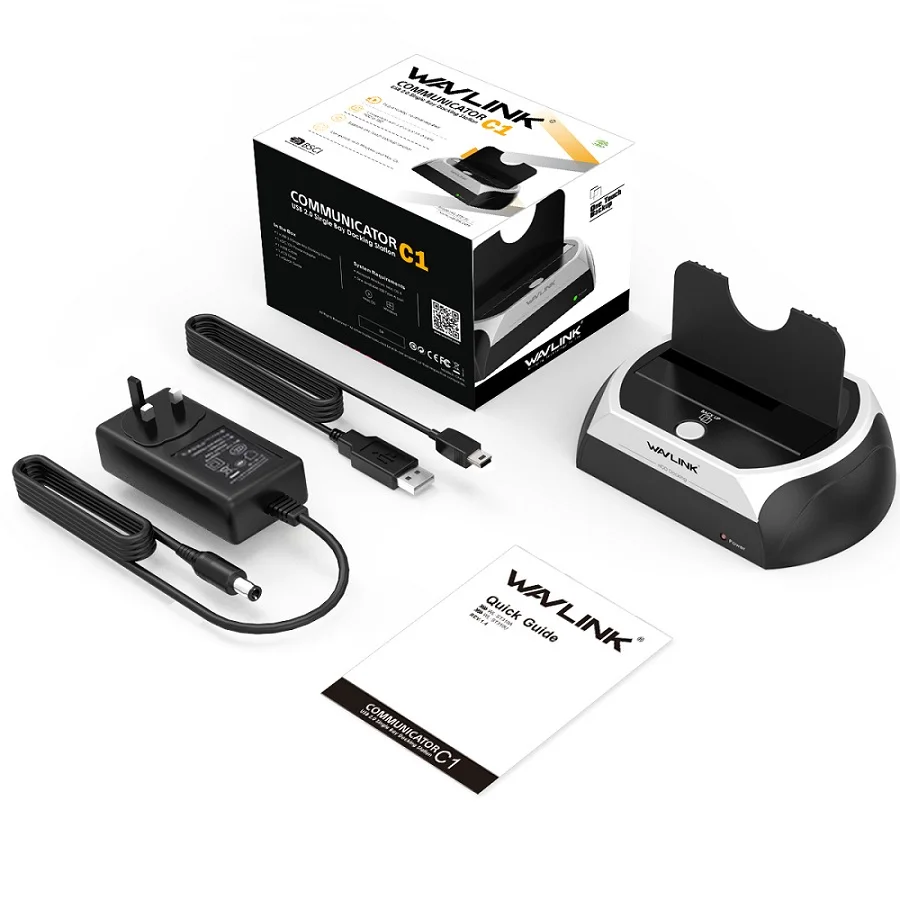 Wavlink 2,5/3," жесткого диска SATA HDD док-станция USB 2,0 для жесткого диска SATA Корпус жесткого диска, украшенное мозаикой из драгоценных камней, 12 V/2A адаптер питания для Windows - Цвет: UK plug
