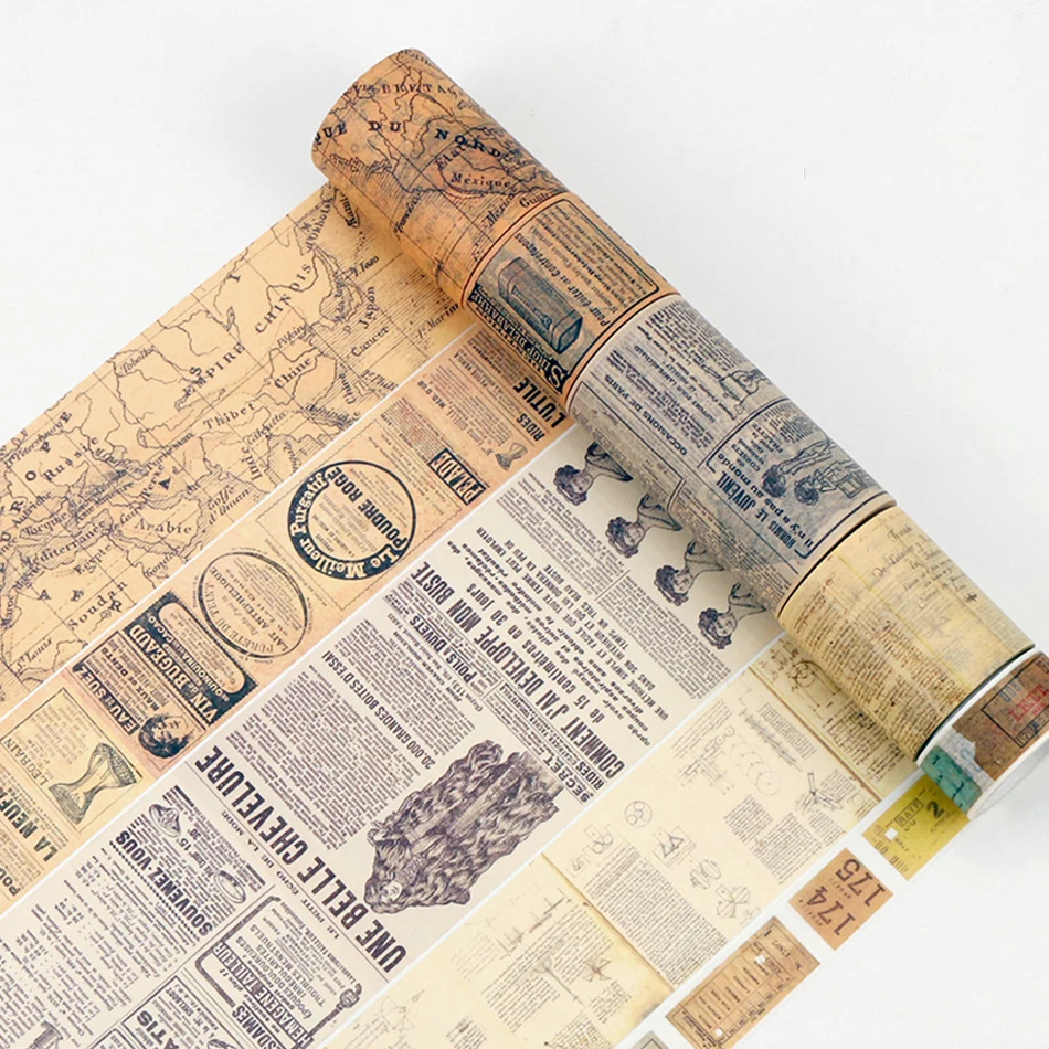 

Gothic Paper Washi Tape Vintage Alphabet Number Love Lettering World Map Newspaper Journal Techo Adhesive Masking Tapes Sticker