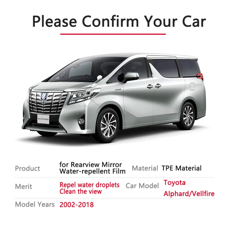 Полное покрытие анти туман непромокаемая пленка заднего вида для Toyota Alphard Vellfire 10 20 30 AH10 AH20 AH30 2002~ Автомобильные пленки аксессуары