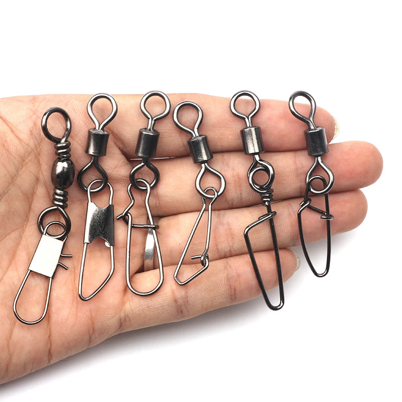 

Rompin 10pcs/lot big size 4/0# sea fishing barrel rolling with swivel Interlock nice hooked coastlock safety Snap Pins Connector