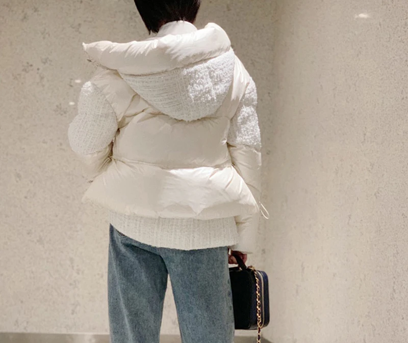 Женская зимняя модная Милая куртка-пуховик на белом утином пуху