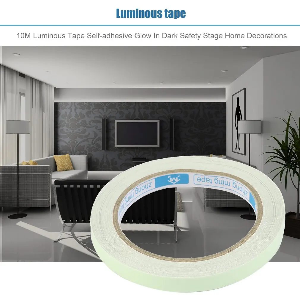 

10M Luminous Tape Self-adhesive Glow In Dark Safety Stage Home Decorations Night Vision Safety Security Home Decoration Tapes