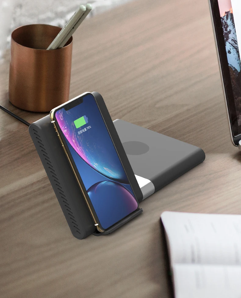 Qi Беспроводная подставка для зарядного устройства для iPhone samsung Galaxy S9 S10 gear Watch S2 S3 S4 Настольный Вращающийся 10 Вт 2в1 Беспроводная зарядка