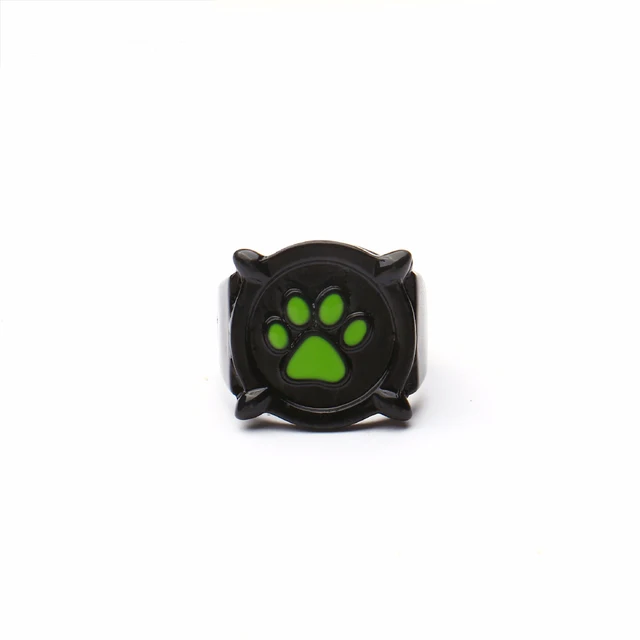 Hanreshe anneau de chat noir avec motif de dessin anim bague d amour verte en mail