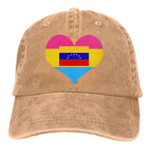 Бейсболка унисекс, регулируемая, окрашенная в пряжу, Джинсовая, Pansexual Heart Venezuela Flag Snapback cap