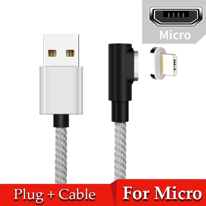 Магнитный Micro USB кабель 8 Pin USB C адаптер быстрой зарядки для iPhone Xiaomi huawei зарядное устройство Магнит Быстрой зарядки usb type C шнур - Цвет: Silver For Micro
