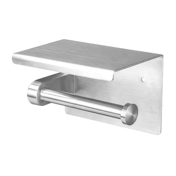 

With Shelf Kitchen Home Toilet Phone Storage Paper Stainless Steel Bathroom Space Saving Organizer Wall Mounted Roll Holder