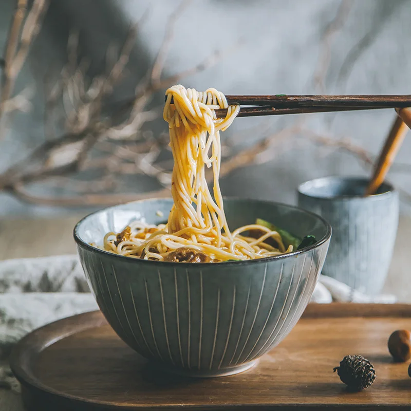 Cuenco de Ramen japonés para restaurante, juego de vajilla de cerámica de  gran tamaño para el hogar, cuenco de sopa de fideos de ternera - AliExpress