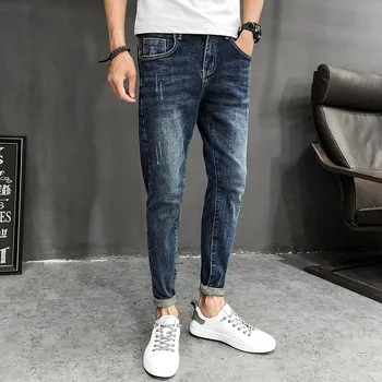 

2019 Autumn And Winter Jeans Men's Tide Brand Casual Long Male Korean Version Of The Trend Of Wild Slim Feet Pants Black 28-34