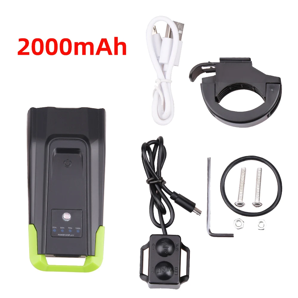 2000mAh 4000 мА/ч светодиодный велосипедный передний светильник с рогом USB Перезаряжаемый велосипедный фонарь умный головной светильник 800 люмен Водонепроницаемый велосипедный светильник вспышка светильник - Цвет: 2000mAh