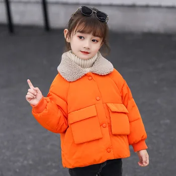 

Baby winter new jacket fur collar children down cotton clothes boys and girls baby cotton padded baby warm jacket