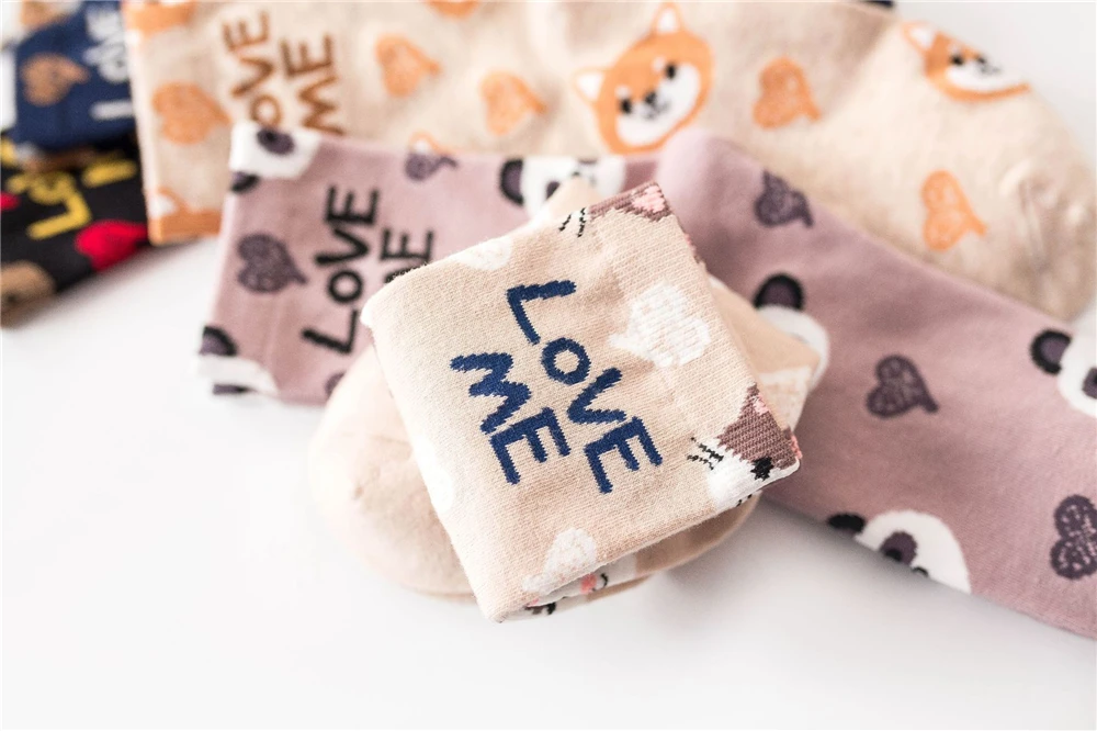 Nette Tier Koreanischen Stil Frauen Katze Panda Hund Bär Cartoon Socken Weiche Baumwolle Casual Sport Streetwear Dropship – Detail 11