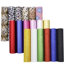A5 Размер 18 штук сплошной цвет Личи Блеск леопардовой печати Ассорти Синтетическая кожа набор, DIY материалы ручной работы, 1Yc7996
