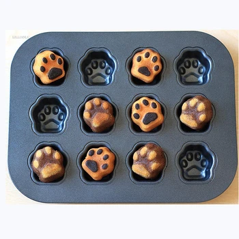 

12 Connected Non-stick Cake Molds In Cute Cat Paw Shape Madeleine Fernance Cake Mold Cake Pan Bakery Tools Bakeware for Cakes