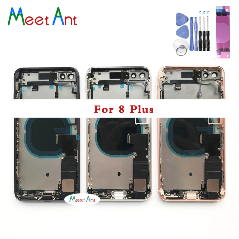 High qualit For iphone 8 8G 8 Plus Back Middle Frame Chassis Full Housing Assembly Battery Cover Door Rear Glass with Flex Cable
