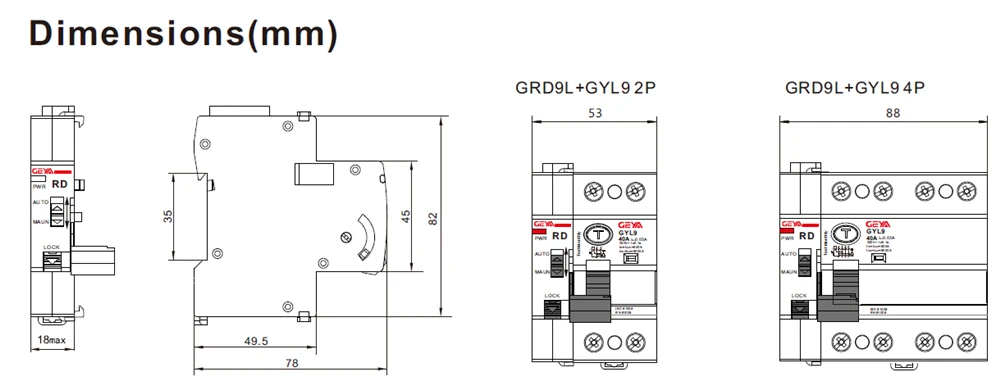 GEYA-interruptor atual residual do controle remoto, auto