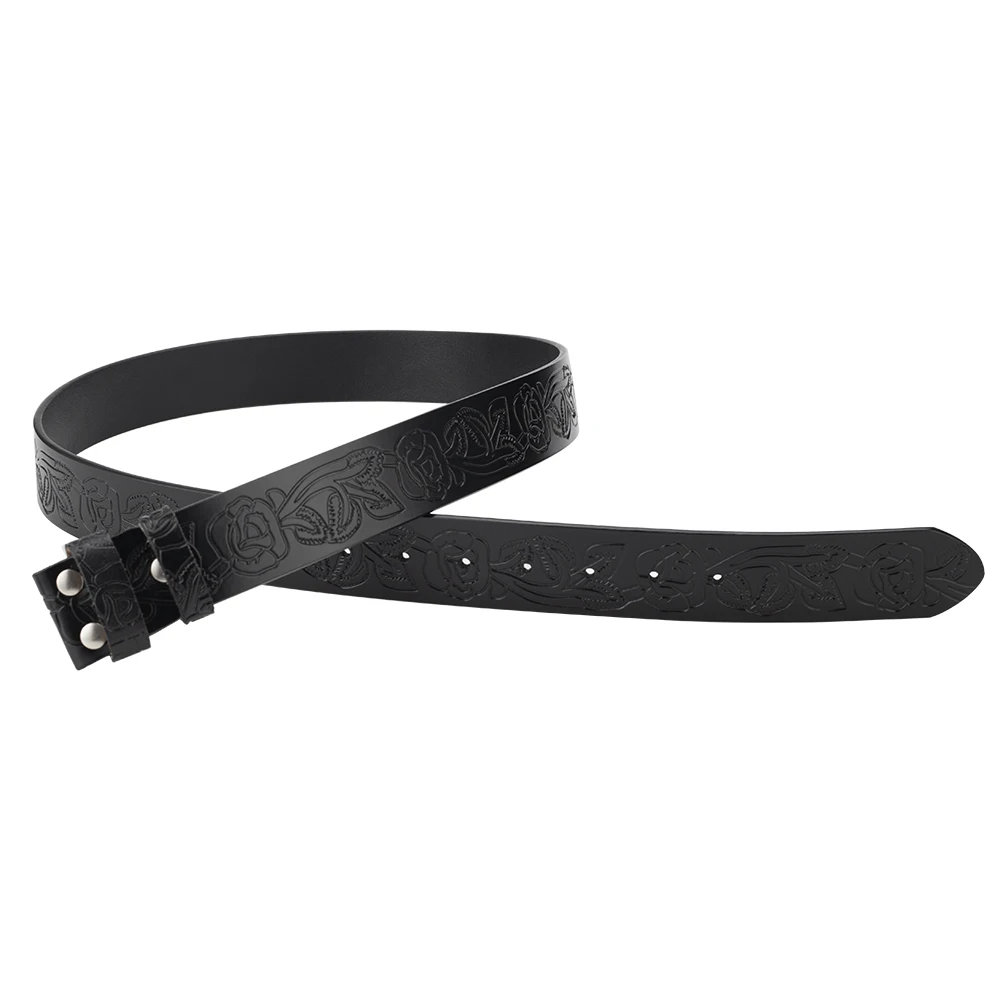 Geprägter Ledergürtel ohne Schnalle Retro Freizeit 3,8 cm – Detail 6
