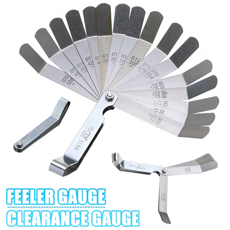 16 Blade Valve Feeler Gauge Set Stainless Steel Metric Thickness Gage