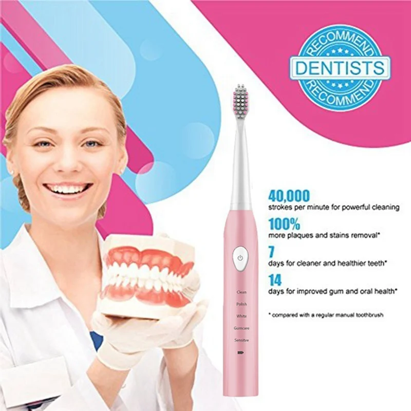 Electric Toothbrush Smart Waterproof Sonic Toothbrush for Adult Oral Hygiene Deep Clean Teeth Brush Smart Chip Toothbrush