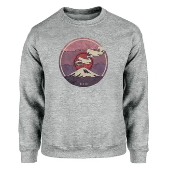

Mount Fuji Hoodies Sweatshirt Men Japan Crewneck Sweatshirts Hipster Winter Autumn Fleece Warm Streetwear Print Loose Sportswear