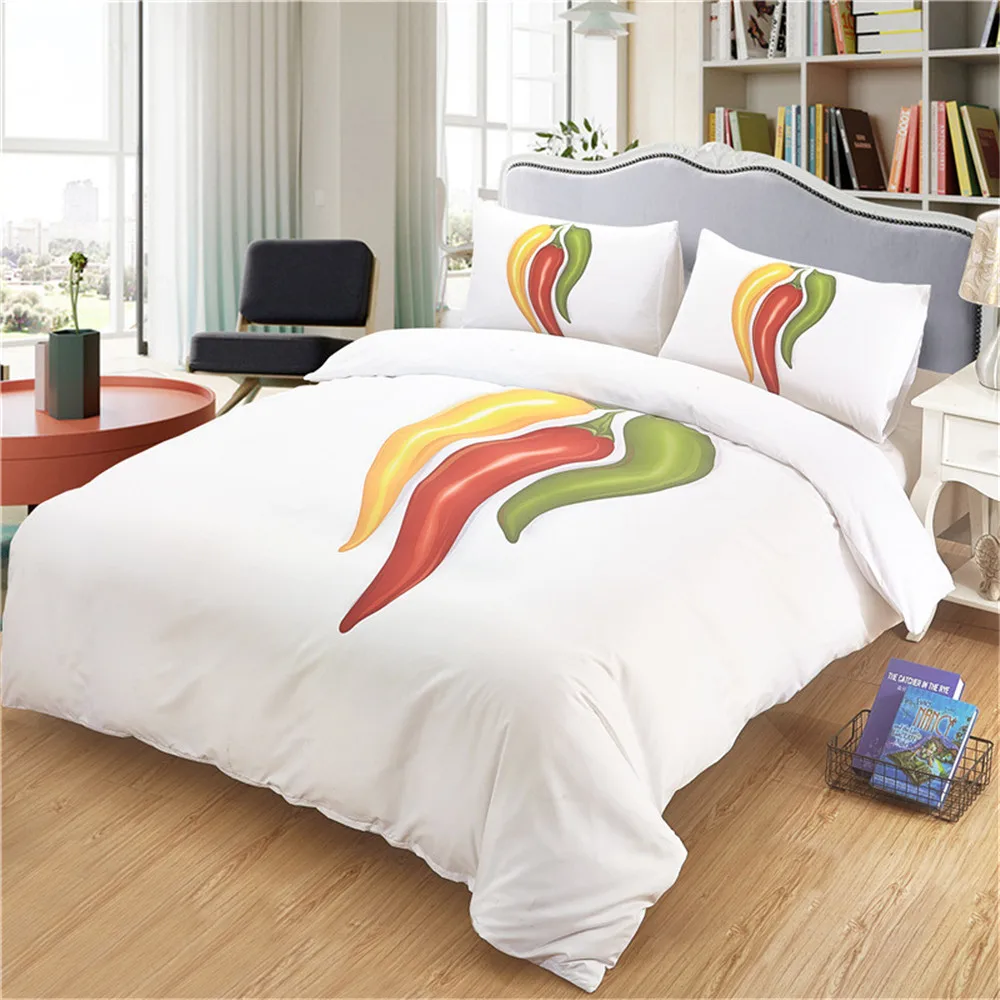 

Cute Chili Printed Comforter Bed Cartoon Single Bed Duvet Cover Set Bedding Set For Kids