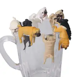 Реалистичная мини мопса фигурка собаки Висячие на чашке обода DIY сказочные садовые аксессуары