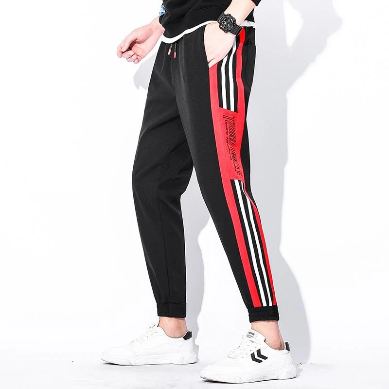 men's fashion colorblock striped casual pants