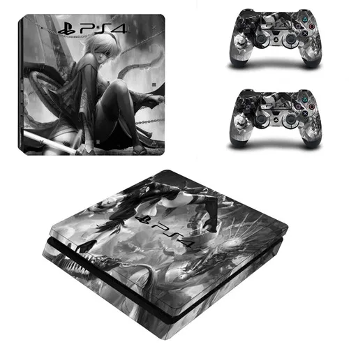 P4SQB0184 NieR Automata полное покрытие лицевые панели PS4 тонкая кожа Виниловая наклейка, стикер для консоли Playstation 4 и контроллеров PS4 Slim Skin - Цвет: P4SQB0184