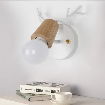 

Creative simple iron art E27 antler wall lamp bedside lamp children's room aisle corridor wall lamp living room bedroom bar