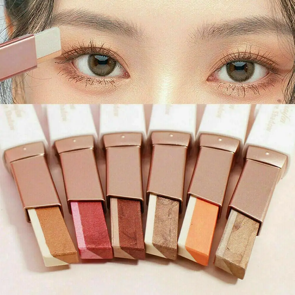 Waterproof Bling Double Color Gradient Velvet Eye Makeup Shadow Stick Mix Glitter Matte Eyeshadow Pallete Pen Dual Color Shadow