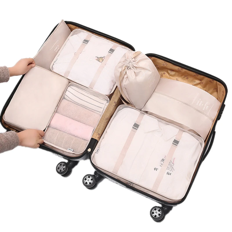 7 Pcs/Set Travel Storage Bag Waterproof Clothes Packing Cube Luggage Organizer 