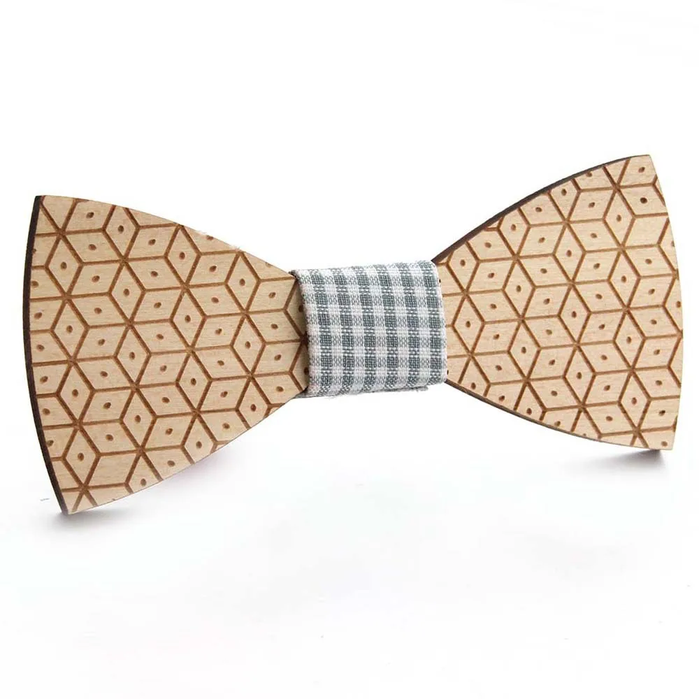 Wood Bowtie Цветочный деревянный галстук-бабочка для мужчин эластичная лента галстук-бабочка Свадебная вечеринка деревянная Бабочка рубашка клетчатый галстук-бабочка тонкий галстук - Цвет: Wood Bowtie