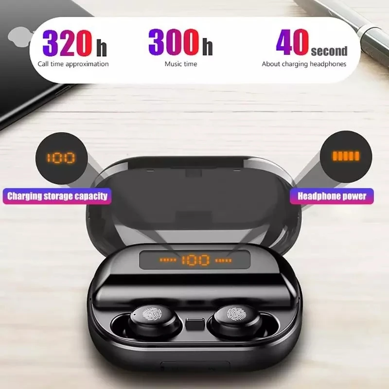 TWS V11 Bluetooth 5 0 Touch Control LED Display Wireless Sports Earphone 9D Stereo IPX7 Waterproof Earbuds With 4000mAh charing
