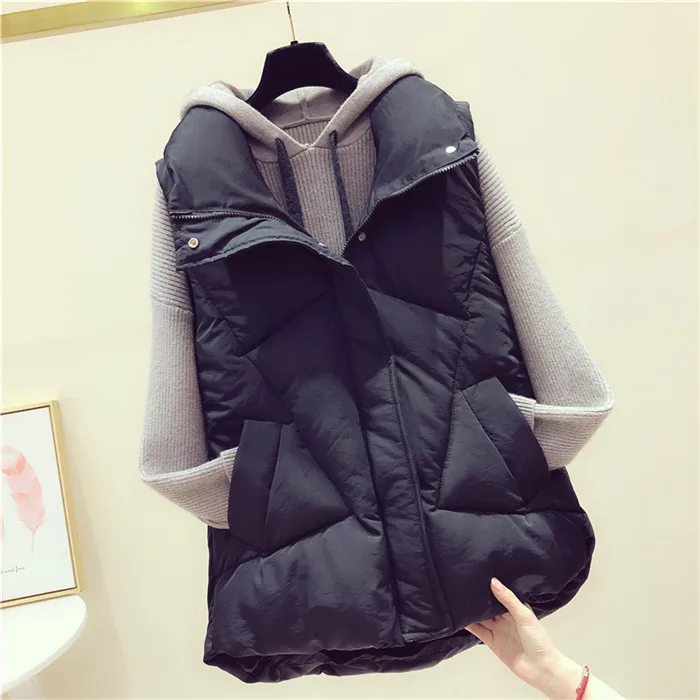 Женский хлопковый жилет осень зима модная короткая куртка Новое свободное плотное пальто без рукавов Однотонный женский хлопковый жилет XIN090