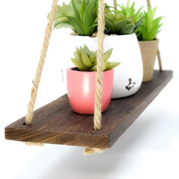 

Home Hanging Rack Kitchen Bedroom Wooden Retro Stand Shelf Holder Support