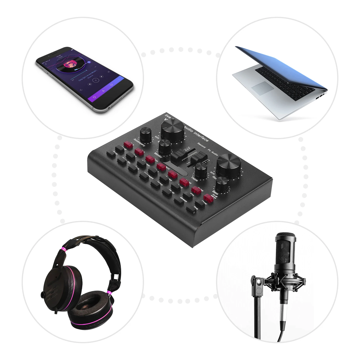 Многофункциональная потоковая звуковая карта USB миксер аудио для DJ Караоке