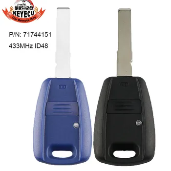 

KEYECU Remote Key Fob 1 Button 433MHz ID48 Chip Replacement for Fiat Doblo Albea Palio Punto Blue / Black P/N: 71744151